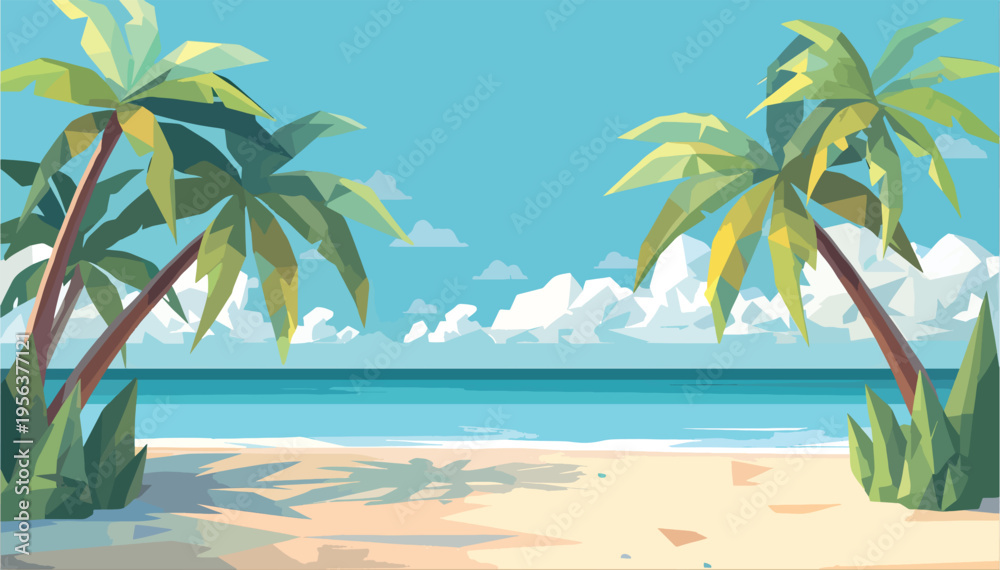 Naklejka premium Tropical Beach Scene