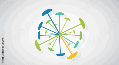 Abstract geometric burst of vibrant colors creating a dynamic and harmonious visual effect