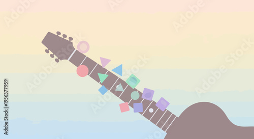 Abstract guitar neck with geometric shapes, perfect for artistic musical concept illustration