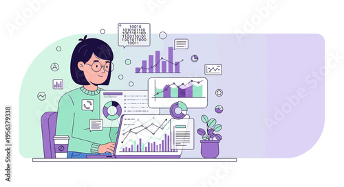 Analyzing financial charts, a woman reviews and interprets data analytics to drive successful