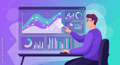 Analyzing financial data dashboards on computer screen to make informed decisions