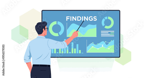 Analyzing graphical data displayed on screen showcasing insights and key performance indicators