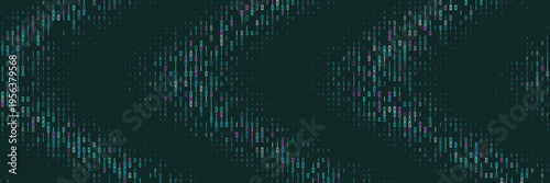 Abstract Quantum Computing Data Stream, Digital Encryption and Cybersecurity Visualization