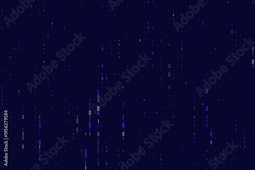 Abstract Blue Quantum Computing Data Stream with Falling Digital Bits and Binary Code