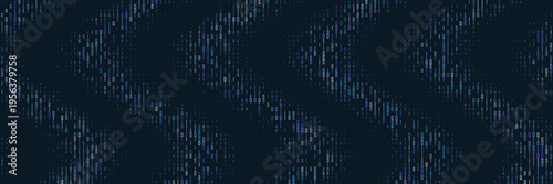 Abstract Quantum Computing Data Stream with Blue Glowing Pixels on Dark Background