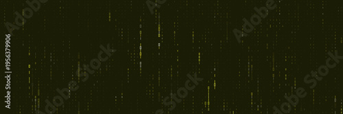Abstract yellow binary code falling on dark background for cybersecurity and data encryption