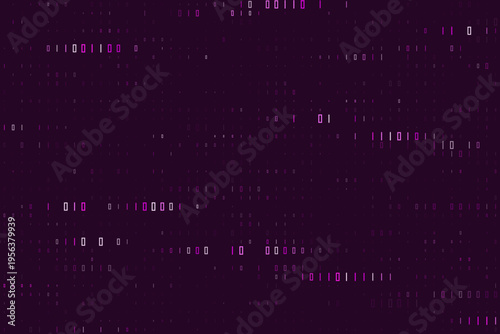 Abstract purple binary code background for quantum computing data stream and encryption