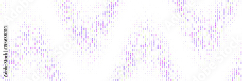 Purple Digital Data Stream Pattern, Quantum Computing Visualization on White Background