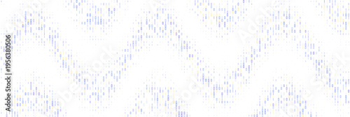 Quantum computing data stream visualization with blue and yellow digital signal waves