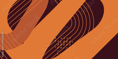 Abstract orange and black wavy lines background