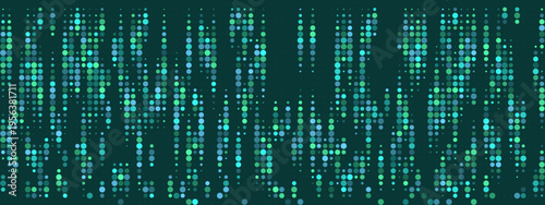 Abstract Digital Data Stream Background, Cyber Security Matrix Concept, Green Halftone Pattern