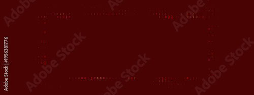 Red Binary Code Frame for Cybersecurity and Data Breach Alert Background