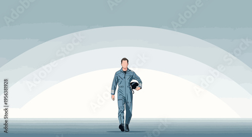 Aviation hero strides confidently after a triumphant sortie showcasing expertise and commitment