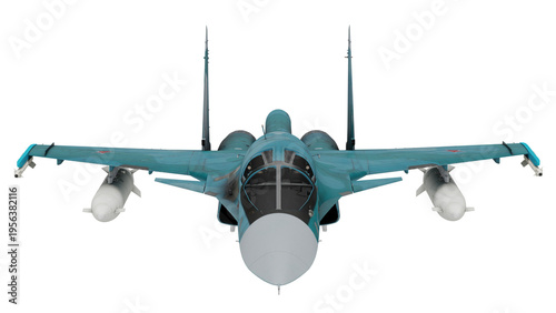 Quadro em tela Sukhoi Su aircraft in dark blue with missiles at a military airbase during midda