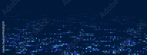Quantum Computing Data Stream Abstract Background with Glowing Blue and Purple Pixels