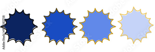 Set of Blue and Gold Starburst Stickers for Exclusive Product Launch Promotions