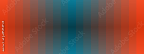 Abstract Vertical Stripe Pattern in Burnt Orange and Teal Blue, Retro Color Palette Background