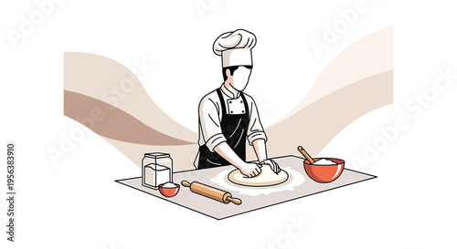 Baker shaping dough with professional skill in a bright kitchen environment during a bakery