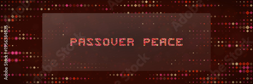 Passover Peace Digital Glitch Art Banner with Red Pixelated Mosaic Background
