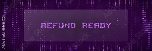 Digital Tax Refund Ready Banner with Purple Pixel Art and Data Visualization Background