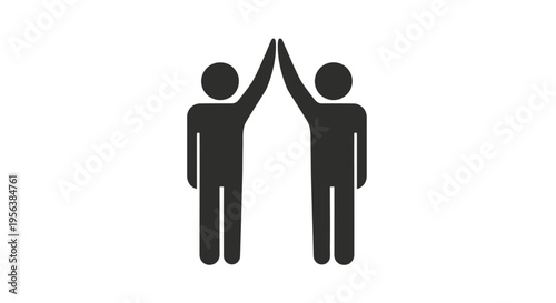 Two stick figure silhouettes reach upward to complete a high five gesture.