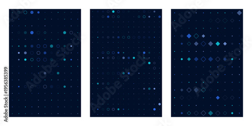 Abstract Blue Data Visualization Background with Digital Grid and Geometric Shapes
