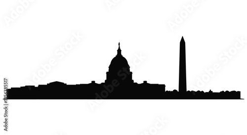 Silhouette of the us capitol building and washington monument skyline