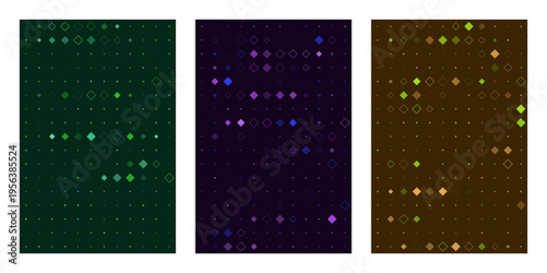 Abstract Data Visualization Background with Digital Pixel Grid and Diamond Shapes