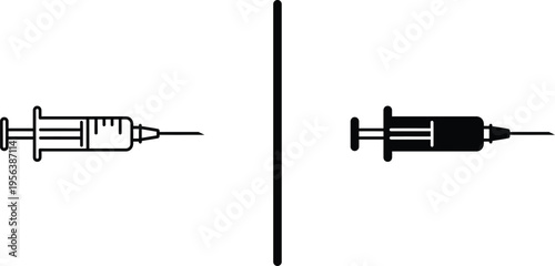 A medical illustration of two syringes on a clean background