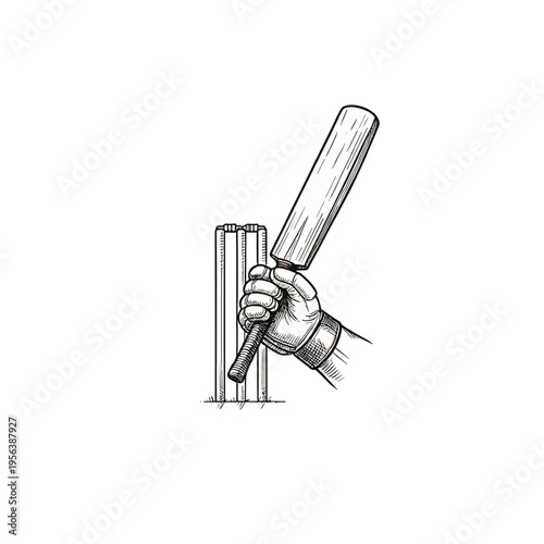 Hand drawn cricket batsman icon flat vector design
