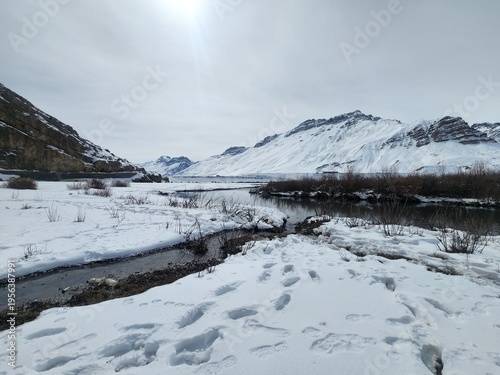 snow covered mountains
