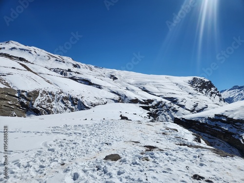 snow covered mountains in winter