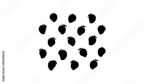 Stylized mango silhouette with leaf minimal elegant fruit vector illustration