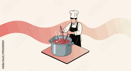 Chef prepares a delicious broth with aromatic herbs in a modern kitchen setting