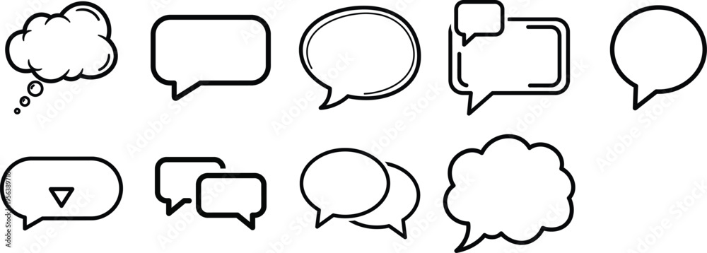 Fototapeta premium A collection of various speech bubbles and thought clouds