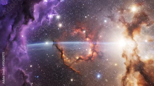 Deep Space Nebula and Pulsing Stars Galaxy Intro