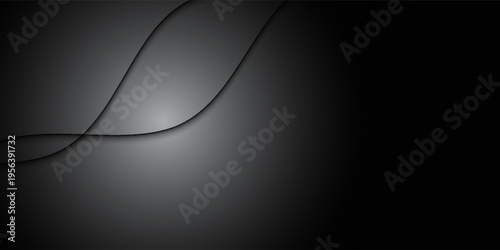 Dark deep black dynamic abstract vector background with wavy lines. Modern creative halftone premium gradient. 3d cover of business presentation banner for sale event night party. Soft shadow dots
