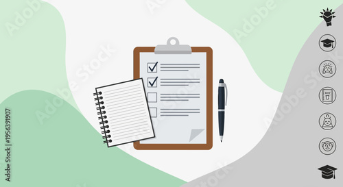 Conceptual business clipboard and notebook for planning and task management efficacy