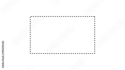 A simple and clean dashed rectangle frame with empty copy space, Dotted line rectangle frame icon on transparent background. selection box outline, border frame dotted line icon on isolated screen.