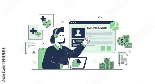 Consultant Explaining Employee Benefits and Wellness Programs Information Session Details