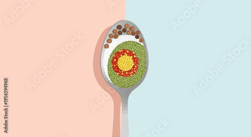 Culinary Harmony: A Spoonful of Balanced Flavors, Vibrant Hues, and Artistic Composition