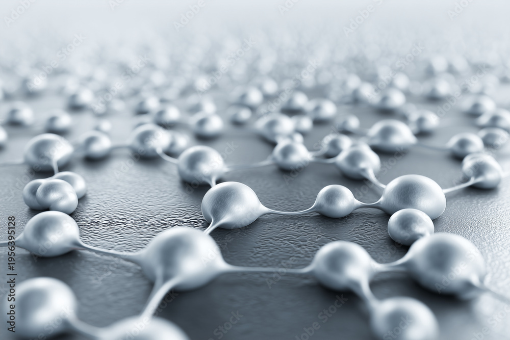 Obraz premium Embossed Molecular Pattern on Brushed Metal with Raking Light Relief Detail
