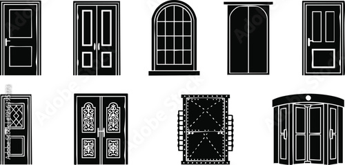 Creative Title: Grand Entryways and Diverse Interior Door Silhouette Set