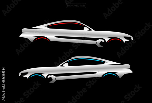 Abstract car silhouette logo design, modern minimalist premium concept. vector illustration