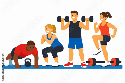 Flat Vector Design of Diverse People Promoting Fitness for World Health Day