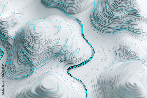 Molecular Field Contour Map Lines on Clean White Scientific Presentation Background