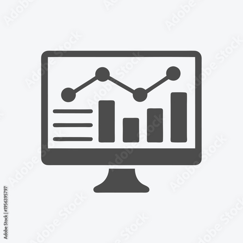 Computer screen shows bar chart and a line chart indicating analysis results perfectly