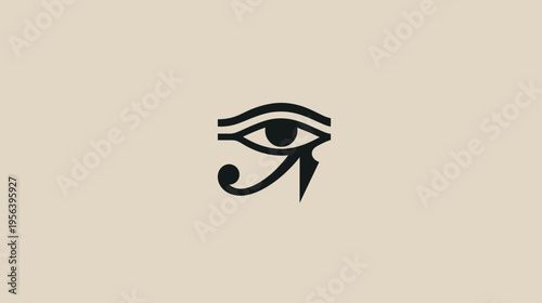 Ancient Egyptian Eye of Horus symbol illustration, also known as Wadjet or Ujat eye, representing protection, health, and royal power.