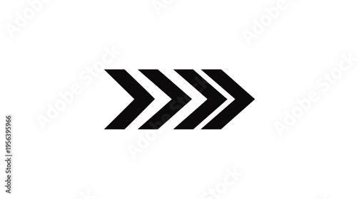 Minimalist black chevron arrows pointing right, symbolizing forward movement, next step, progress, advance, or fast-forward icon