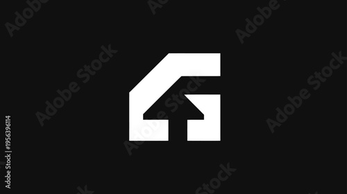 Modern abstract geometric symbol with an upward arrow and letter-like form on a dark background, ideal for branding.